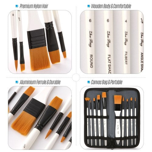 10pcs Paint Brushes Set Kit