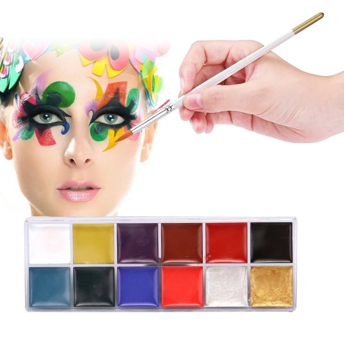 12 Colors Solid Oily Face Paint Pigment Greasepaint Kit