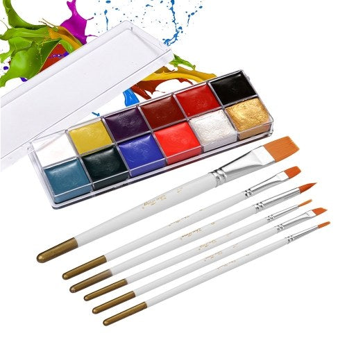 12 Colors Solid Oily Face Paint Pigment Greasepaint Kit