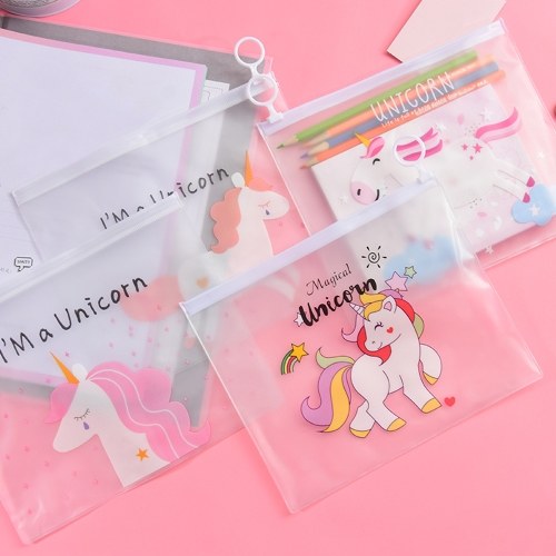 Cartoon PVC Transparent Pencil Case Document Bag