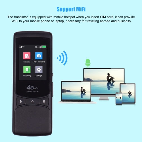 Smart Instant Language Translator Device with 2.4 Inch Touchscreen 75 Languages Real Time Two-Way Voice Translation Support 4G WiFi Hotspot Offline/Photo/Recording Translating for Learning Travel Shopping Business