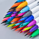 Watercolor Real Brush Pens with Flexible Nylon Tips 12 Vibrant Colors Paint Markers Water Soluble