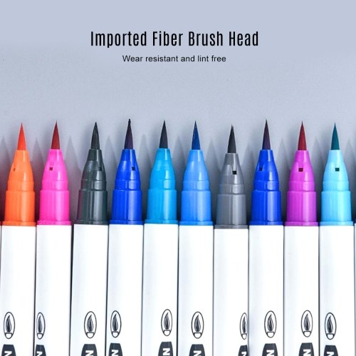 Watercolor Real Brush Pens with Flexible Nylon Tips 12 Vibrant Colors Paint Markers Water Soluble