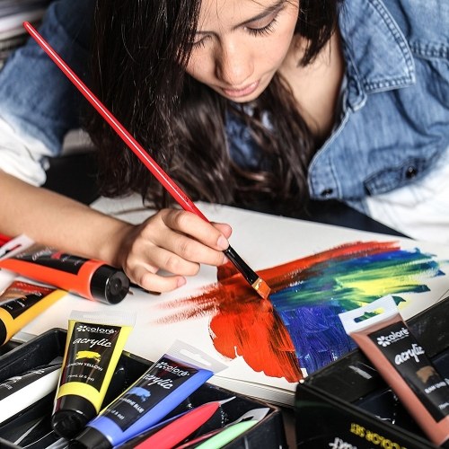 Colore 36Pcs Paint Brush Set Painting Brushes Drawing Painting Supplies for Acrylic Water-color Oil Painting DIY Art Crafts