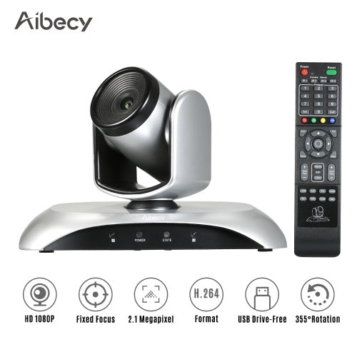 كاميرا مؤتمرات الفيديو Aibecy 1080P HD بتركيز ثابت وكاميرا ويب بزاوية واسعة