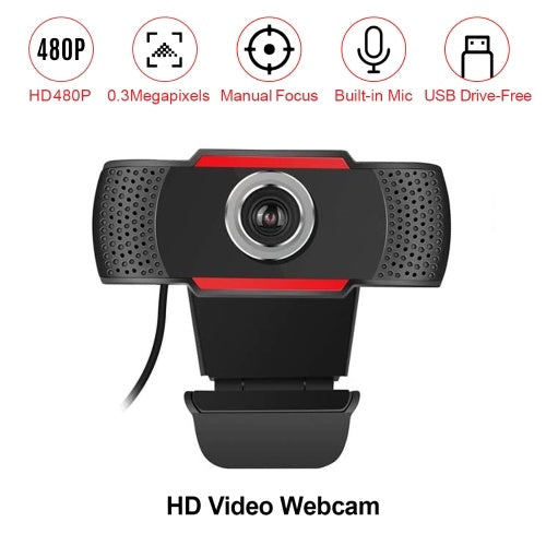 Video Conference Camera 480P HD Webcam Computer Camera with Noise Reduction Microphone USB Plug & Play for Video Meeting Online Training Teaching