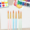 6pcs Art Paint Brushes Pen Set Round Pointed Tip Professional Paintbrush Nylon Hair Wooden Handle for Acrylic Oil Watercolor Gouache Face Painting Art Supplies