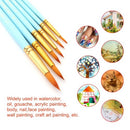 6pcs Art Paint Brushes Pen Set Round Pointed Tip Professional Paintbrush Nylon Hair Wooden Handle for Acrylic Oil Watercolor Gouache Face Painting Art Supplies