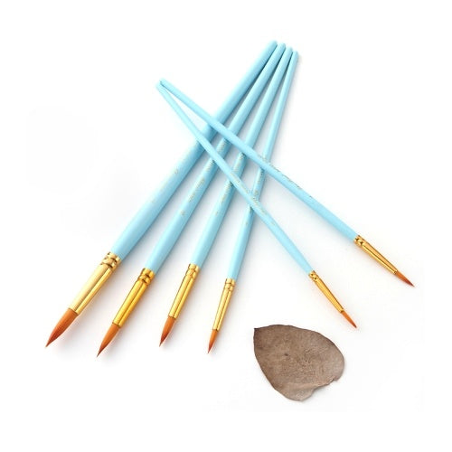 6pcs Art Paint Brushes Pen Set Round Pointed Tip Professional Paintbrush Nylon Hair Wooden Handle for Acrylic Oil Watercolor Gouache Face Painting Art Supplies