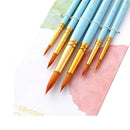 6pcs Art Paint Brushes Pen Set Round Pointed Tip Professional Paintbrush Nylon Hair Wooden Handle for Acrylic Oil Watercolor Gouache Face Painting Art Supplies