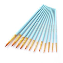 12pcs Professional Artist Paintbrush Set Round Pointed Tip Paint Brushes Durable Nylon Hair Wooden Handle