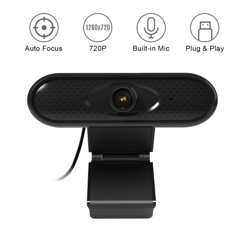 USB Computer Webcam 720P Web Camera Built-in Noise Reduction Microphone with Clip-on Base for PC Laptop Desktop Video Calling Recording Home Office Conferencing Live Streaming Online Teaching