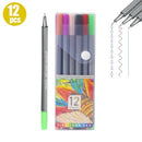 12 Colored Pens Set 0.4mm Fine Point Tip Fineliner Color Pen