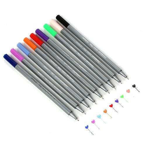 12 Colored Pens Set 0.4mm Fine Point Tip Fineliner Color Pen