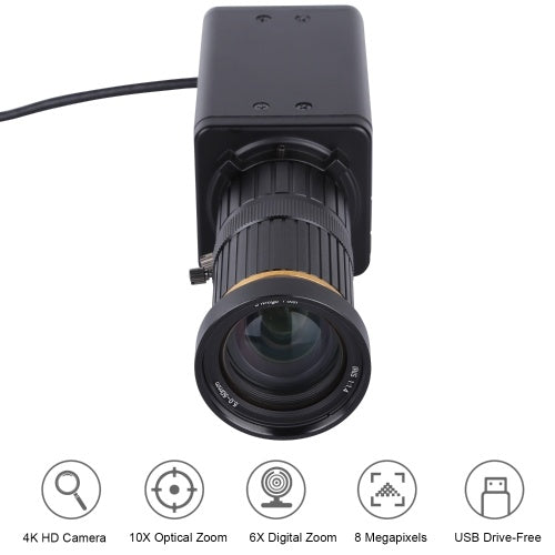 Aibecy 4K HD Camera Computer Camera Webcam 8 Megapixels 10X Optical Zoom 60 Degree Wide Angle Manual Focus Auto Exposure Compensation with Microphone Tripod USB Plug & Play for Video Conference Online Teaching Chatting Live Webcasting