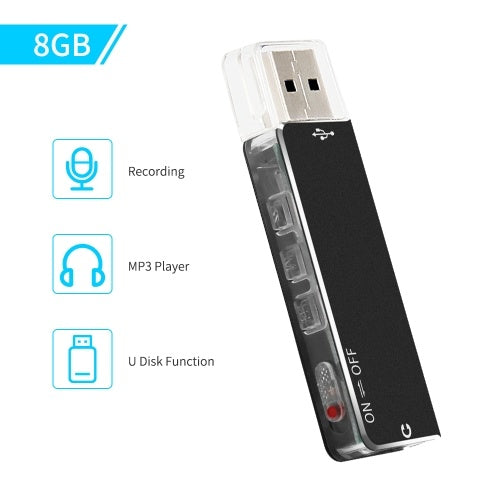 Mini Digital Voice Recorder 8GB USB Flash Drive Sound Audio Recorder Dictaphone