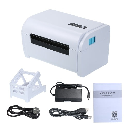 110mm BT Shipping Label Printer with Stand USB Cable High Speed Direct Thermal Printer Receipt Label Maker Sticker Compatible with Windows & Mac & Android & iOS for Barcode Express Clothing Jewelry Label Price Printing