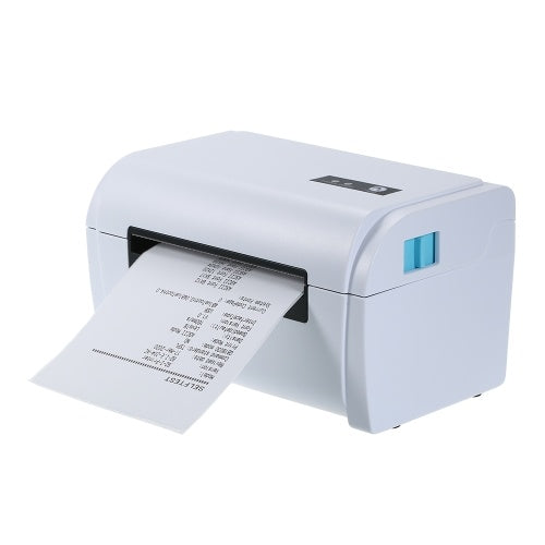 110mm BT Shipping Label Printer with Stand USB Cable High Speed Direct Thermal Printer Receipt Label Maker Sticker Compatible with Windows & Mac & Android & iOS for Barcode Express Clothing Jewelry Label Price Printing