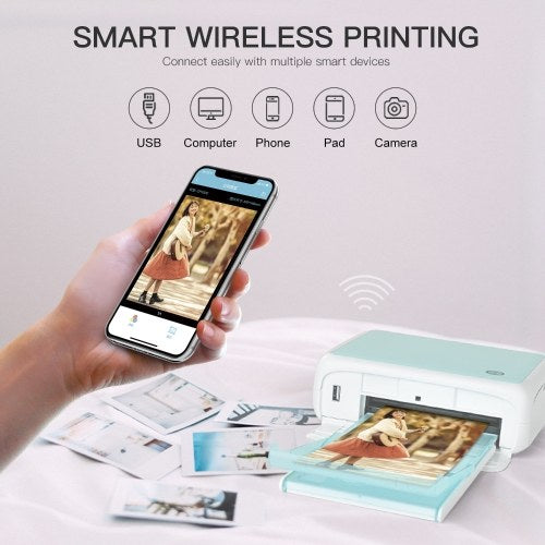 HPRT CP4000L Portable Full Color Photo Printer Mini Househeld Thermal Sublimation Printer 4x6 Inch 300dpi AR Printing WiFi Connection Automatic Lamination with 1pc Color Ink Cartridge & 54 Sheets Photo Paper Compatible with Windows Android iOS