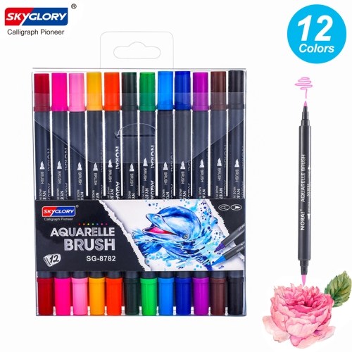 SKYGLORY  Dual Tips Brush Art Marker Pens Set