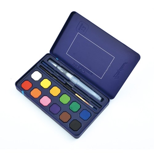 12 Vibrant Colors Solid Watercolor Paints Set