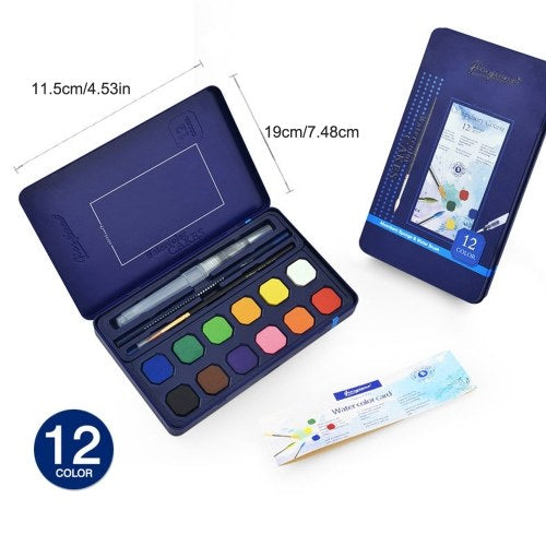 12 Vibrant Colors Solid Watercolor Paints Set