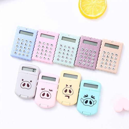 Mini Cute Calculator Pocket Size 8 Digits Display Portable Handheld Cartoon Calculator Electronic Calculator