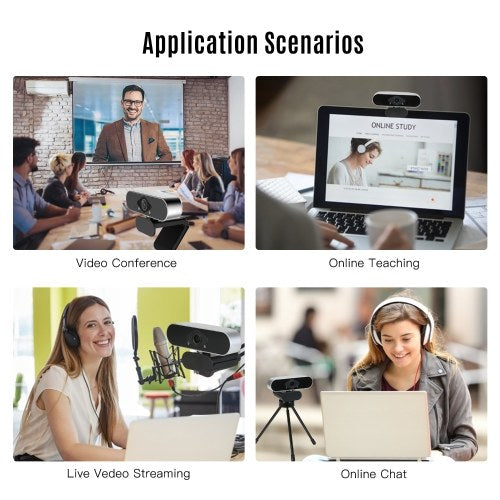 1080P HD Computer Camera Video Conference Camera Webcam 2 Megapixels Auto Focus 360° Rotation H.264 Video Compression