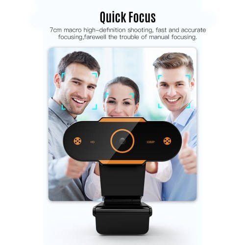 1080P HD Computer Camera Video Conference Camera Webcam 2K Resolution Auto Focus H.264 Video Compression