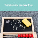 Multi-Functional Wooden Abacus Tool with Double-Sided Drawing Board Seven-Piece Puzzle