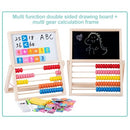 Multi-Functional Wooden Abacus Tool with Double-Sided Drawing Board Seven-Piece Puzzle