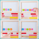 Multi-Functional Wooden Abacus Tool with Double-Sided Drawing Board Seven-Piece Puzzle