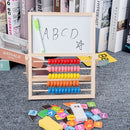 Multi-Functional Wooden Abacus Tool with Double-Sided Drawing Board Seven-Piece Puzzle