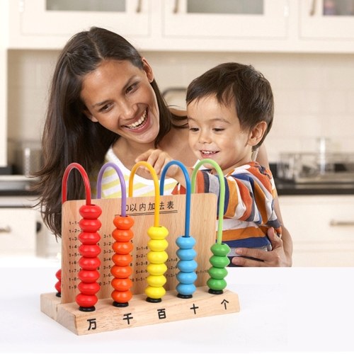 Wooden Abacsu 5 Frame Counter Educational Couting Toy 50 Beads