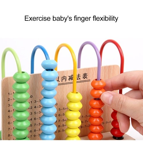 Wooden Abacsu 5 Frame Counter Educational Couting Toy 50 Beads