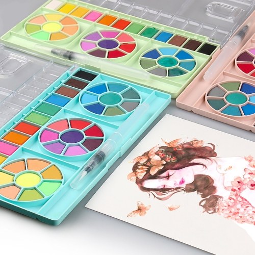 36 Colors Solid Watercolor Paint Pigment Portable Drawing Painting Set