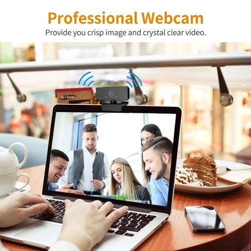 1080P HD Computer Camera Streaming Webcam 2 Megapixels 110° Wide Viewing Auto Focus with Microphone Compatible with Windows Android Mac for Video Meeting Online Teaching Live Webcasting