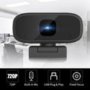 720P HD Computer Camera Streaming Webcam 1.0 Megapixels 75° Wide Viewing Fixed Focus