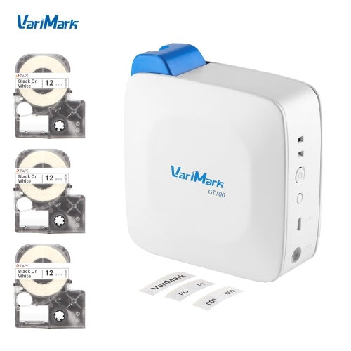 VariMark Portable Wireless Label Printer Marker Thermal Transfer Printer Manual Cutting 203dpi 6-14mm Label Width BT Connection with APP 3 Rolls 12mm Label Paper Support 8 Languages for Home Office Organization