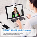 كاميرا ويب Aibecy HD 1080P مع ميكروفون تدعم اللمس والتبديل التلقائي والتركيز التلقائي وكاميرا الكمبيوتر USB وكاميرا الويب التوصيل والتشغيل للكمبيوتر المكتبي والكمبيوتر المحمول ومكالمات الفيديو والبث المباشر والتسجيل عبر الإنترنت