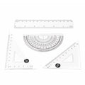 4 Pieces Clear Plastic Math Geometry Tool Ruler Set Includes 6-Inch Straight Ruler & 2pcs Triangle Ruler