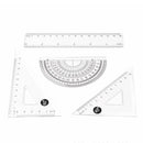 4 Pieces Clear Plastic Math Geometry Tool Ruler Set Includes 6-Inch Straight Ruler & 2pcs Triangle Ruler