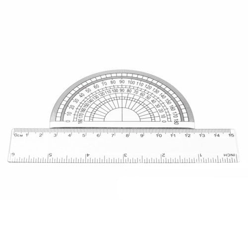 4 Pieces Clear Plastic Math Geometry Tool Ruler Set Includes 6-Inch Straight Ruler & 2pcs Triangle Ruler