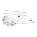 4 Pieces Clear Plastic Math Geometry Tool Ruler Set Includes 6-Inch Straight Ruler & 2pcs Triangle Ruler