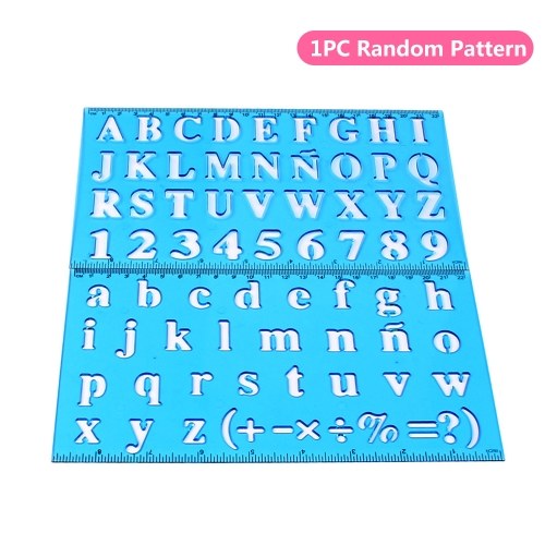 Plastic Drawing Ruler Alphabet & Number Hollow