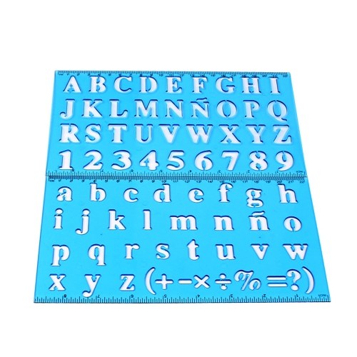 Plastic Drawing Ruler Alphabet & Number Hollow