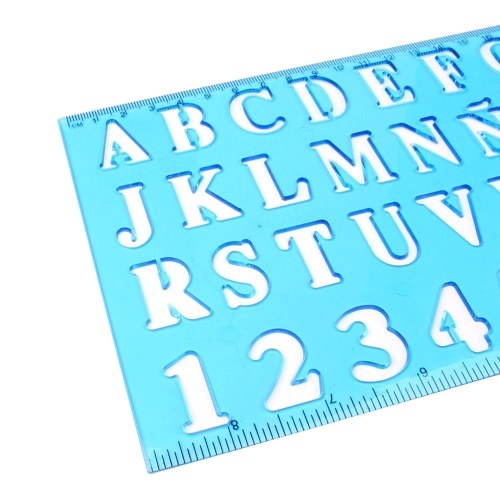 Plastic Drawing Ruler Alphabet & Number Hollow