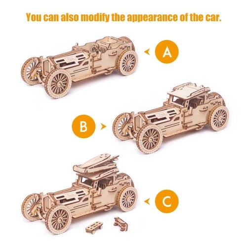 3D Wooden Puzzle Vintage Car Support Top Cover Modification Mechanical Model Kits