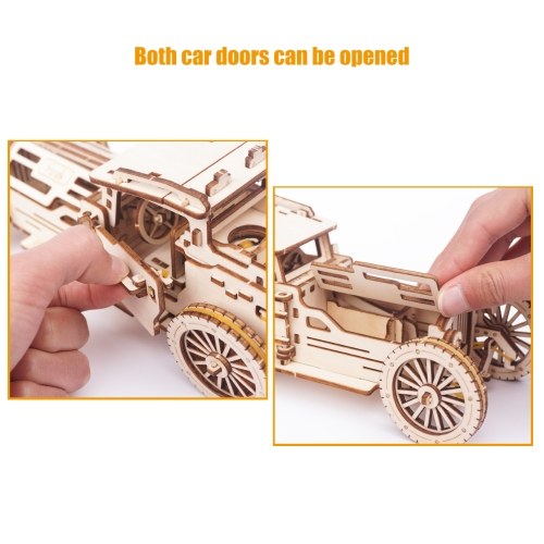 3D Wooden Puzzle Vintage Car Support Top Cover Modification Mechanical Model Kits