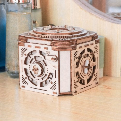 Self-assembly Wooden Puzzle Password Treasure Box